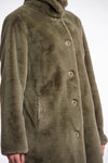 Nonna Single Breasted Fake Fur Coat Green Ash